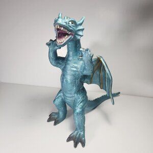 Toy Major Trading Co. Dragon 12" Tall Winged Blue with Gold Dragon Toy 2005
